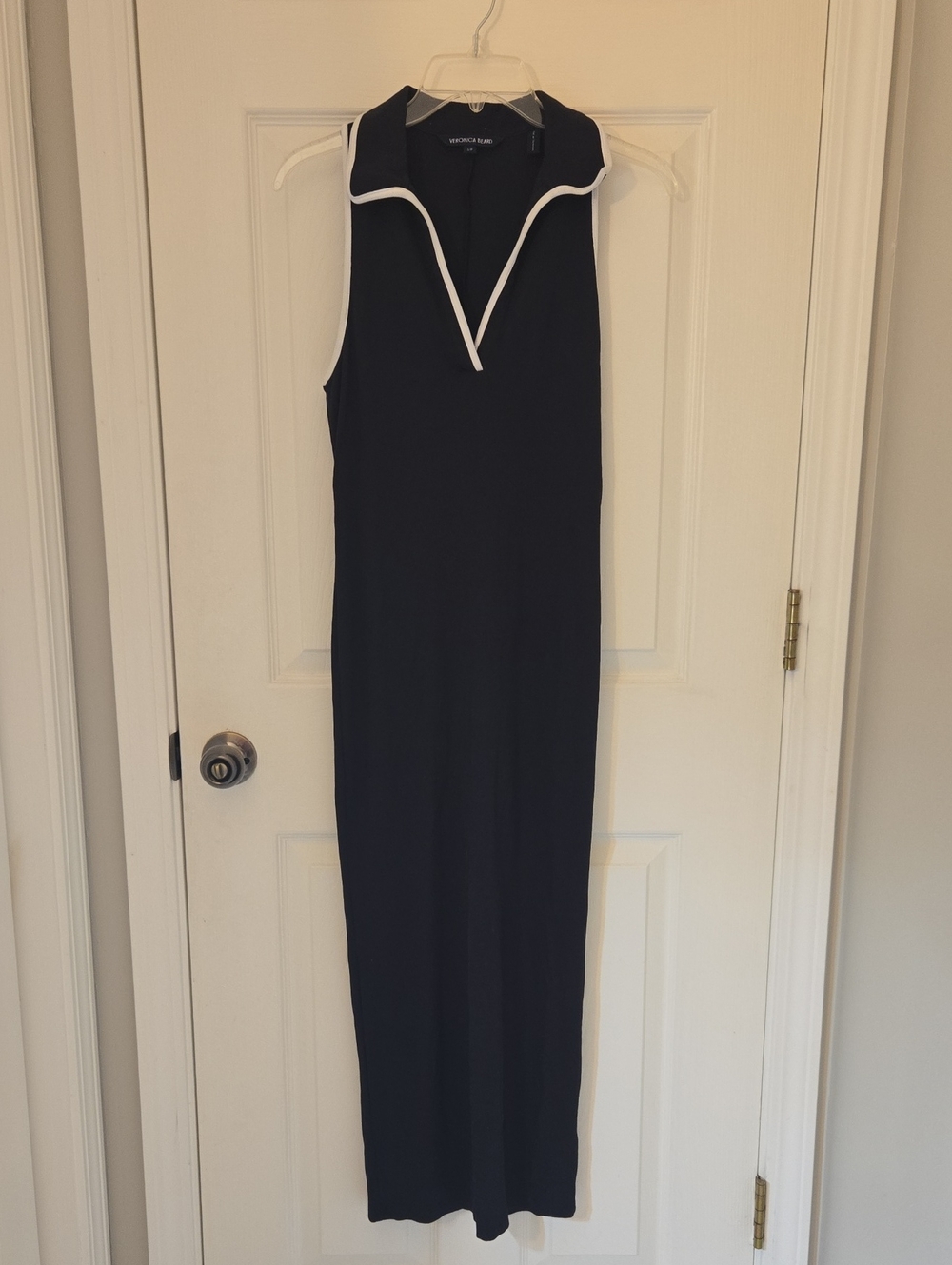 Veronica Beard Navy Maxi Dress with White Trim